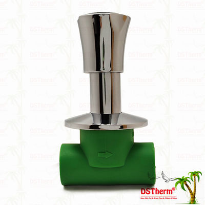 صمام PN25 PPR Stop 20-40mm مغلف بالكروم مع مقبض مضاد للنزلق