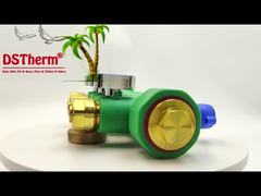 مشعبات PPR مع صمام كروي للمياه الساخنة والباردة، زرقاء، 3 طرق، شعار ولون مخصصان، 25 مم