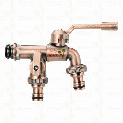 المخرج المزدوج الحديقة الحديقة النحاس الصنبور النحاس صمام الصنبور المياه 1/2 "-1"