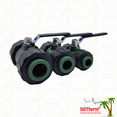 صمام كرة اتحاد مزدوج PPR مع مقبض حديدي كرة نحاس 20-63MM شعار مخصص