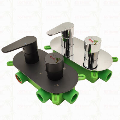 PPR 5 طرق صمام الاستحمام مزيج مغلف باللون الأسود لمراقبة درجة الحرارة والجريان