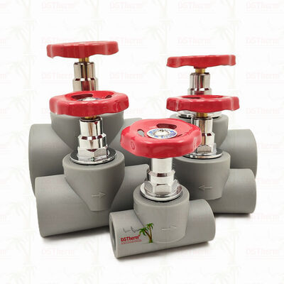 صمام إيقاف PPR ملصق بالكروم الرمادي مع غطاء النحاس