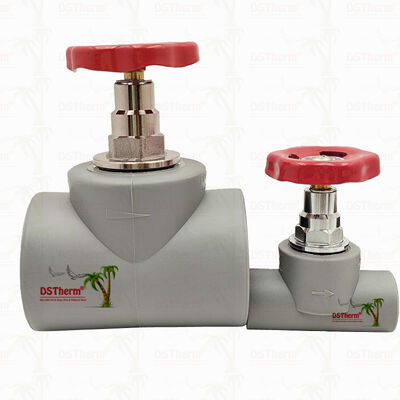 صمام إيقاف PPR ملصق بالكروم الرمادي مع غطاء النحاس