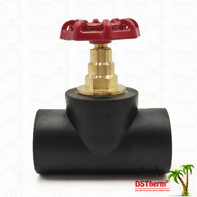 صمام توقف PPR الأسود مع بطاقات الكروم المصفوفة / بطاقات اللون النحاسية ISO 15784 معتمدة الصمام العالمي 20-110mm